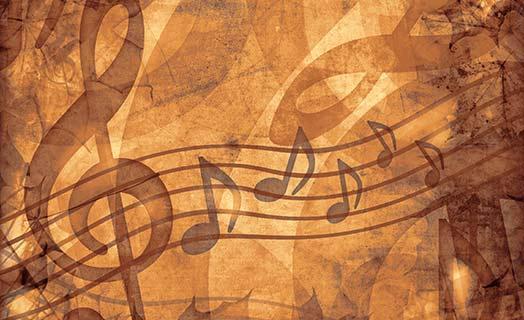 Music Notes background on sepia