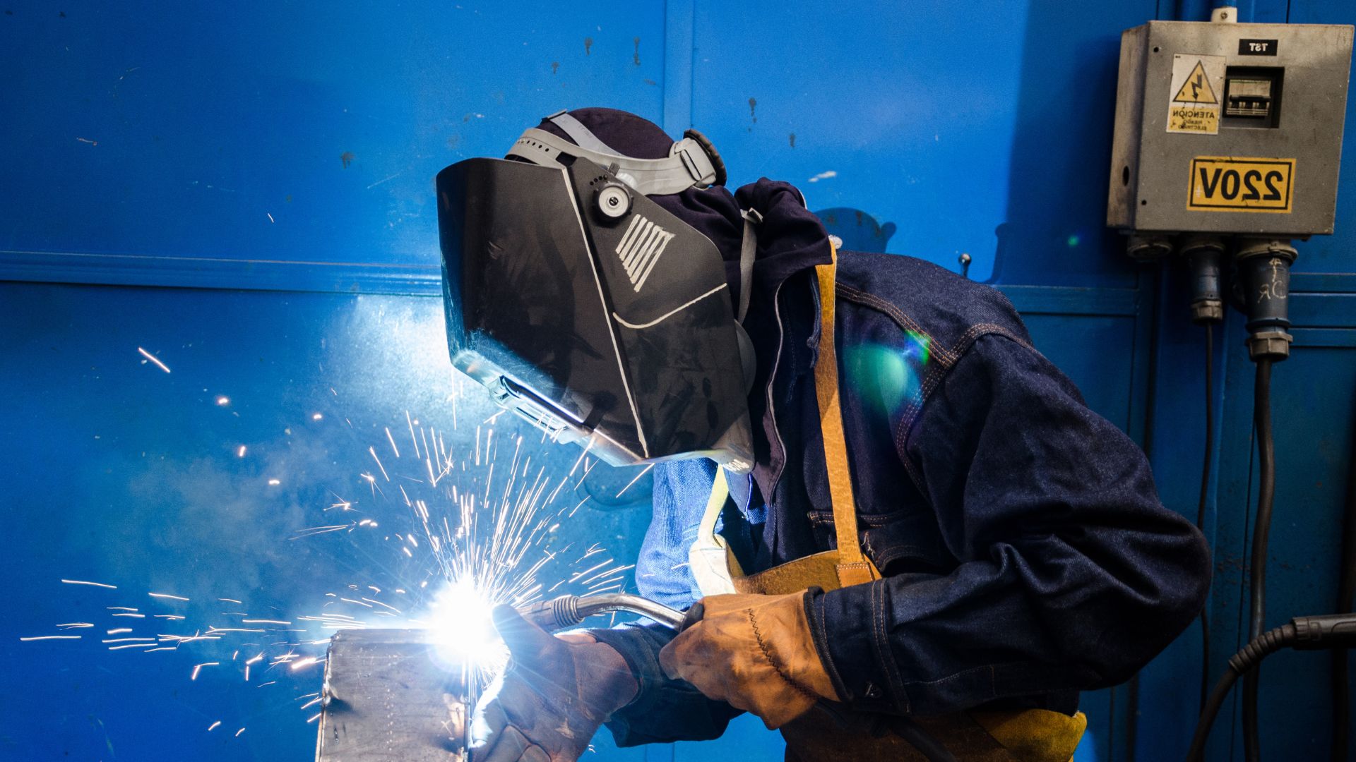 A person welding