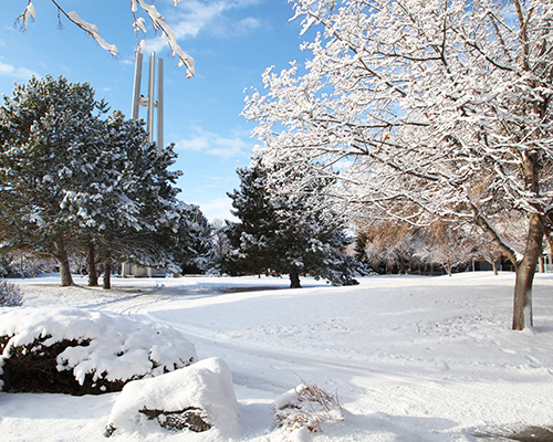 CSI Campus covered in snow