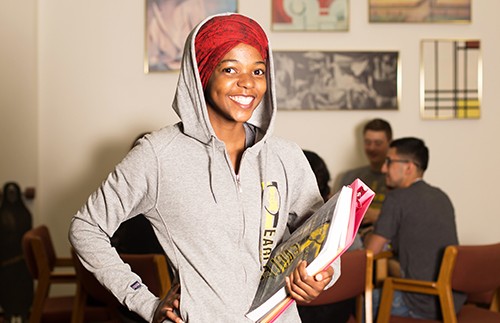 A student carrying books