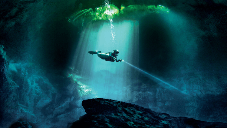 Diver in a cave